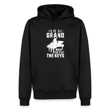 Piano Klavier Pianiste - Sweat à capuche Premium bio Homme - noir - Devant - Nico (187cm)