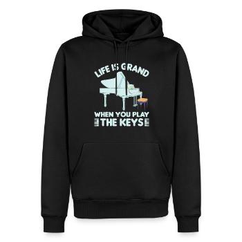 Piano Klavier Pianiste - Sweat à capuche Premium bio Homme - noir - Devant - Nico (187cm)