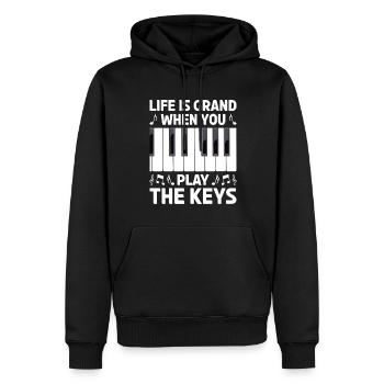 Piano Klavier Pianiste - Sweat à capuche Premium bio Homme - noir - Devant - Nico (187cm)