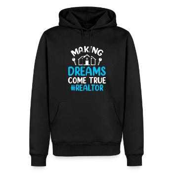 Agents immobiliers Agents immobiliers - Sweat à capuche Premium bio Homme - noir - Devant - Nico (187cm)