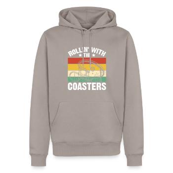Achterbahnstrecke Achterbahnliebhaber Völker - Männer Premium Bio Hoodie - Taupe - Vorne - Nico (187cm)