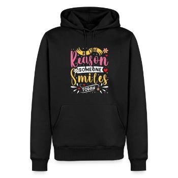 Pourquoi quelqu’un sourit de manière inspirante aujourd’hui - Sweat à capuche Premium bio Homme - noir - Devant - Nico (187cm)