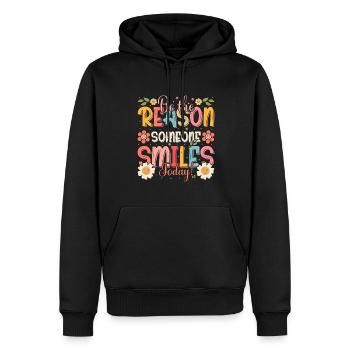 Pourquoi quelqu’un sourit de manière inspirante aujourd’hui - Sweat à capuche Premium bio Homme - noir - Devant - Nico (187cm)