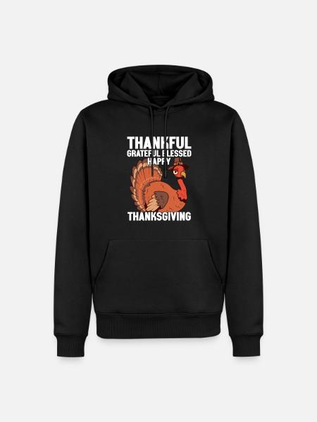 Trruthahn Thanksgiving Funny Design - Men’s Premium Organic Hoodie - black