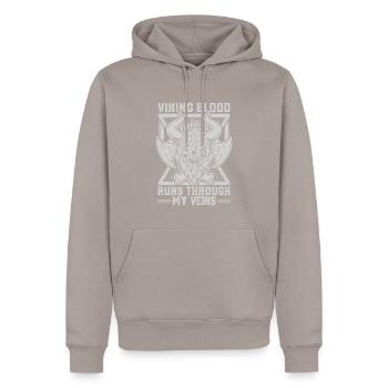 Wikinger Mythos Odin Ravens Huginn - Männer Premium Bio Hoodie - Taupe - Vorne - Nico (187cm)