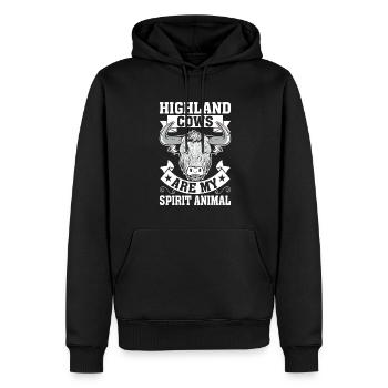 Schottisches Hochlandrind für Landwirte - Männer Premium Bio Hoodie - Schwarz - Vorne - Nico (187cm)