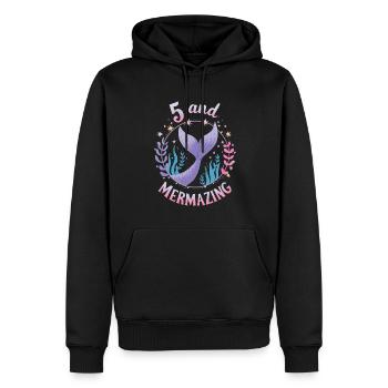 Fille Sirène 5 ans pour l’anniversaire - Sweat à capuche Premium bio Homme - noir - Devant - Nico (187cm)