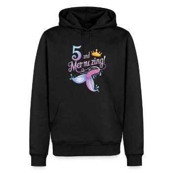 Fille Sirène 5 ans pour l’anniversaire - Sweat à capuche Premium bio Homme - noir - Devant - Nico (187cm)
