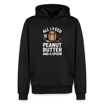 Erdnussbutter Erdnussbodybuilder - Männer Premium Bio Hoodie - Schwarz - Vorne - Nico (187cm)