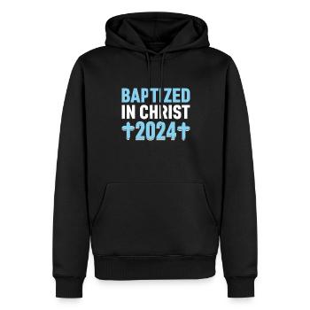 Temps pour mon baptême Première Communion - Sweat à capuche Premium bio Homme - noir - Devant - Nico (187cm)