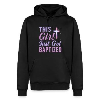 Temps pour mon baptême Première Communion - Sweat à capuche Premium bio Homme - noir - Devant - Nico (187cm)