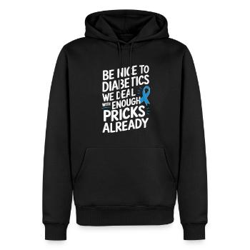 Diabétiques de type a ou b drôle de dicton - Sweat à capuche Premium bio Homme - noir - Devant - Nico (187cm)