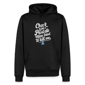 Vérifier votre cancer de la prostate - Sweat à capuche Premium bio Homme - noir - Devant - Nico (187cm)