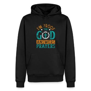 Dieu Jésus Pasteur Chrstian - Sweat à capuche Premium bio Homme - noir - Devant - Nico (187cm)