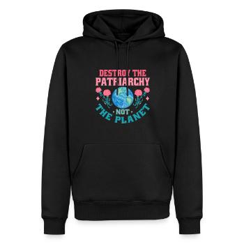 Le patriarcat ne détruit-il pas la planète - Sweat à capuche Premium bio Homme - noir - Devant - Nico (187cm)