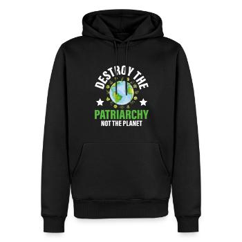 Le patriarcat ne détruit-il pas la planète - Sweat à capuche Premium bio Homme - noir - Devant - Nico (187cm)