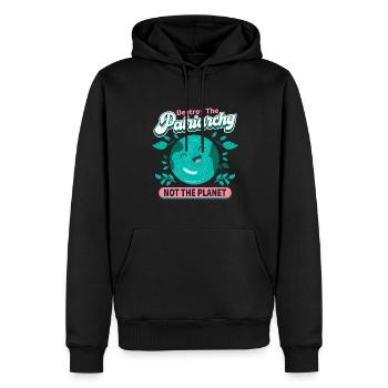 Le patriarcat ne détruit-il pas la planète - Sweat à capuche Premium bio Homme - noir - Devant - Nico (187cm)