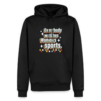 Jeder Schaut Frauensport An - Männer Premium Bio Hoodie - Schwarz - Vorne - Nico (187cm)