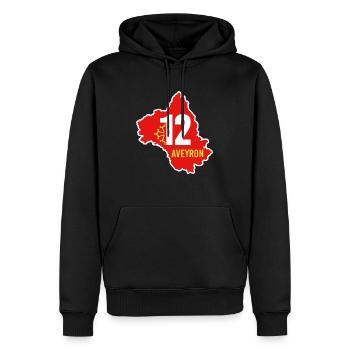 Aveyron 12 - Sweat à capuche Premium bio Homme - noir - Devant - Nico (187cm)