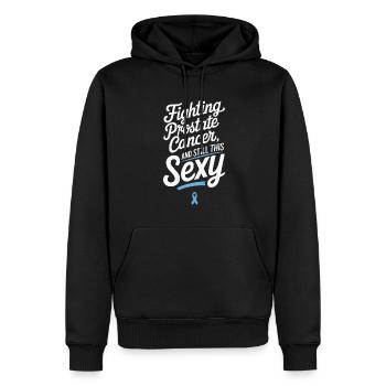 Lutte contre le cancer de la prostate - Sweat à capuche Premium bio Homme - noir - Devant - Nico (187cm)