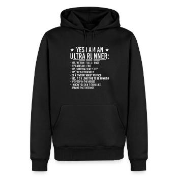 Ultra Runner 100km Marathon Läufer - Männer Premium Bio Hoodie - Schwarz - Vorne - Nico (187cm)