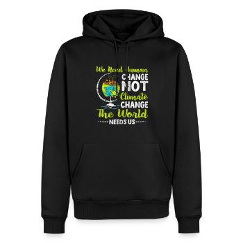 Nous avons besoin d’un changement humain, pas d’un changement humain - Sweat à capuche Premium bio Homme - noir - Devant - Nico (187cm)