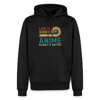 Das Leben Ist Gut Anime Macht Es Besser Für Die - Männer Premium Bio Hoodie - Schwarz - Vorne - Nico (187cm)