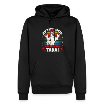 Nachdem Gott Mich Erschaffen Hatte, Sagte Er Tada - Männer Premium Bio Hoodie - Schwarz - Vorne - Nico (187cm)
