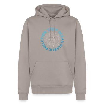 Stop Ocean Plastic Pollution Design For The - Men’s Premium Organic Hoodie - taupe - Front - Nico (187cm)