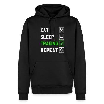 Eat Sleep Trading Repeat Trading Conception pour - Sweat à capuche Premium bio Homme - noir - Devant - Nico (187cm)