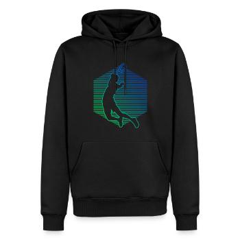 Herren Squash Badminton Damen Badmintonspieler - Männer Premium Bio Hoodie - Schwarz - Vorne - Nico (187cm)