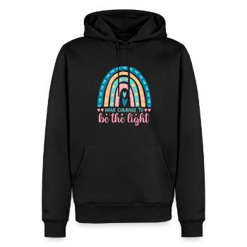 Ayez le courage de concevoir des luminaires pour les chrétiens - Sweat à capuche Premium bio Homme - noir - Devant - Nico (187cm)