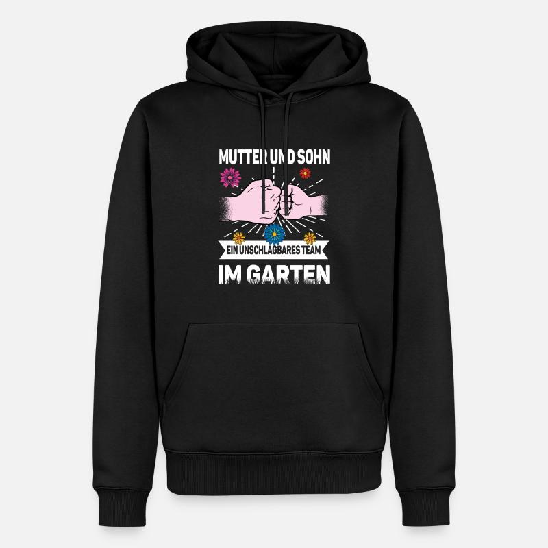 Mutter Sohn Garten - Männer Premium Bio Hoodie - Schwarz