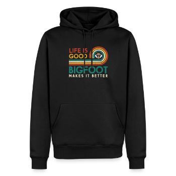 Das Leben Ist Gut Bigfoot Macht Es Besser Für - Männer Premium Bio Hoodie - Schwarz - Vorne - Nico (187cm)