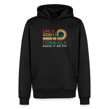 Das Leben Ist Gut Cornhole Macht Es Besser Für - Männer Premium Bio Hoodie - Schwarz - Vorne - Nico (187cm)
