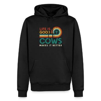Life Is Good Cows Macht Es Besser Für Kuh - Männer Premium Bio Hoodie - Schwarz - Vorne - Nico (187cm)