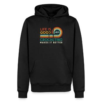 La vie est bonne crochet le rend meilleur pour - Sweat à capuche Premium bio Homme - noir - Devant - Nico (187cm)
