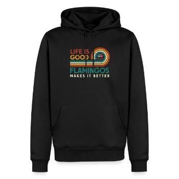 Das Leben Ist Gut, Flamingos Machen Es Besser - Männer Premium Bio Hoodie - Schwarz - Vorne - Nico (187cm)