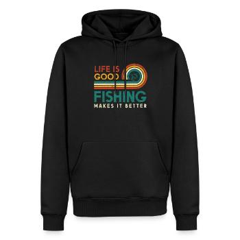 La vie est bonne la pêche en fait un meilleur design - Sweat à capuche Premium bio Homme - noir - Devant - Nico (187cm)
