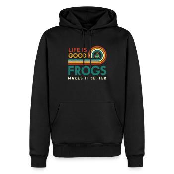 La vie est meilleure Les grenouilles la rendent meilleure - Sweat à capuche Premium bio Homme - noir - Devant - Nico (187cm)