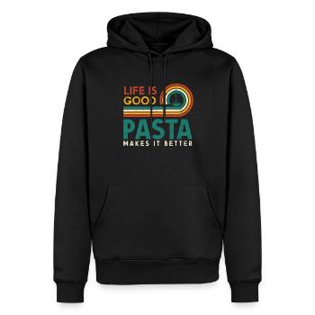 Das Leben Ist Gut. Pasta Macht Es Besser - Männer Premium Bio Hoodie - Schwarz - Vorne - Nico (187cm)