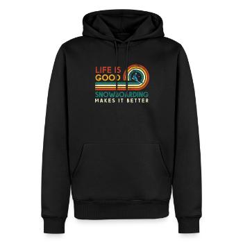 Das Leben Ist Gut Snowboarden Macht Es Besser Für - Männer Premium Bio Hoodie - Schwarz - Vorne - Nico (187cm)
