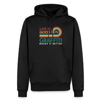 La vie est bonne géométrie la rend meilleure - Sweat à capuche Premium bio Homme - noir - Devant - Nico (187cm)