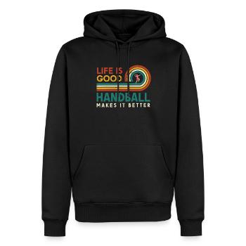 Das Leben Ist Gut Handball Macht Es Besser Für Den - Männer Premium Bio Hoodie - Schwarz - Vorne - Nico (187cm)