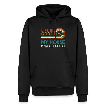 Das Leben Ist Gut, Mein Pferd Macht Es Besser - Männer Premium Bio Hoodie - Schwarz - Vorne - Nico (187cm)