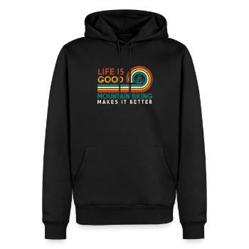 La vie est belle, le VTT la rend meilleure - Sweat à capuche Premium bio Homme - noir - Devant - Nico (187cm)