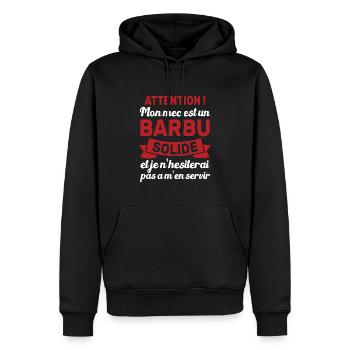 Attention Mon Mec Est Un Barbu Solide Cadeau - Sweat à capuche Premium bio Homme - noir - Devant - Nico (187cm)