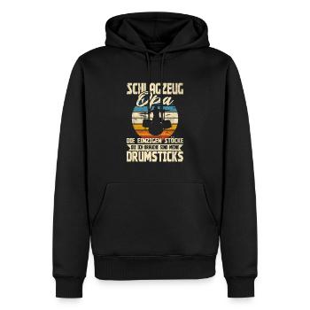 Schlagzeug Opa mit Drumsticks - Männer Premium Bio Hoodie - Schwarz - Vorne - Nico (187cm)