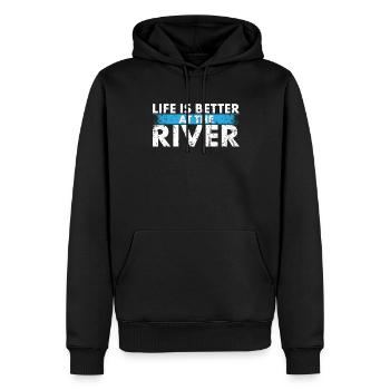 La vie est meilleure sur la rivière Conception pour les campeurs - Sweat à capuche Premium bio Homme - noir - Devant - Nico (187cm)