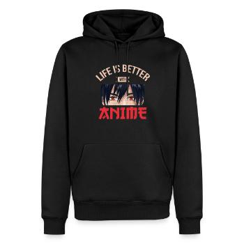 Das Leben Ist Besser Mit Anime-design Für Japaner - Männer Premium Bio Hoodie - Schwarz - Vorne - Nico (187cm)